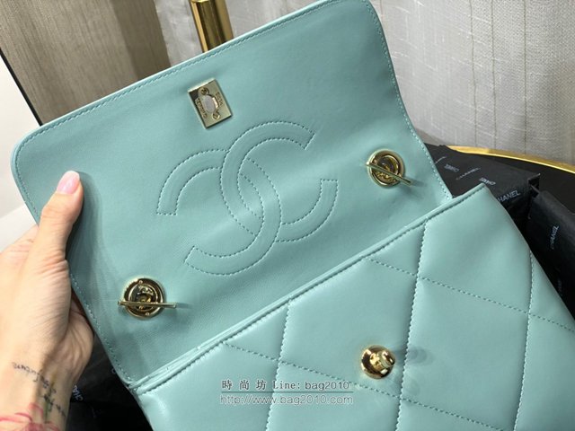 Chanel女包 92236 Chane1大方格三層包 香奈兒手腕包 手拎包 原廠小羊皮手提包 Chanel鏈條斜挎包  djc3799
